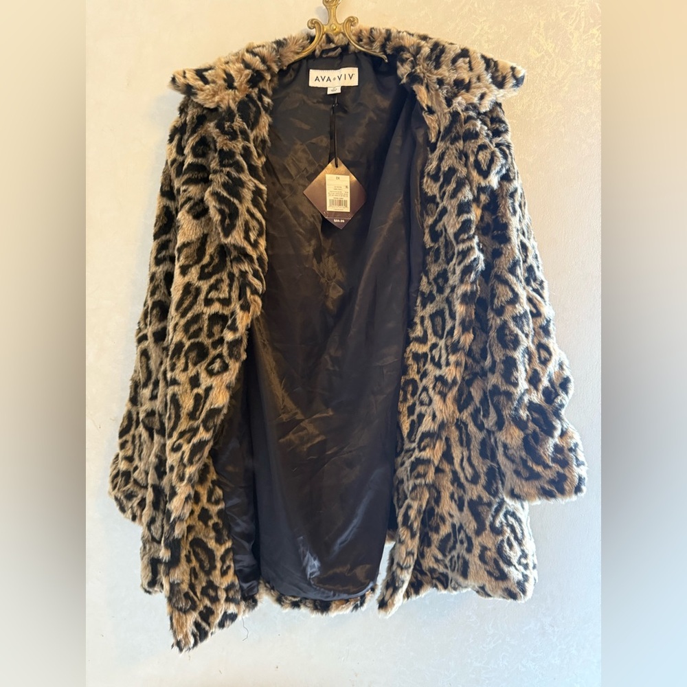 Ava & Viv Cheetah Print Faux Fur Jacket